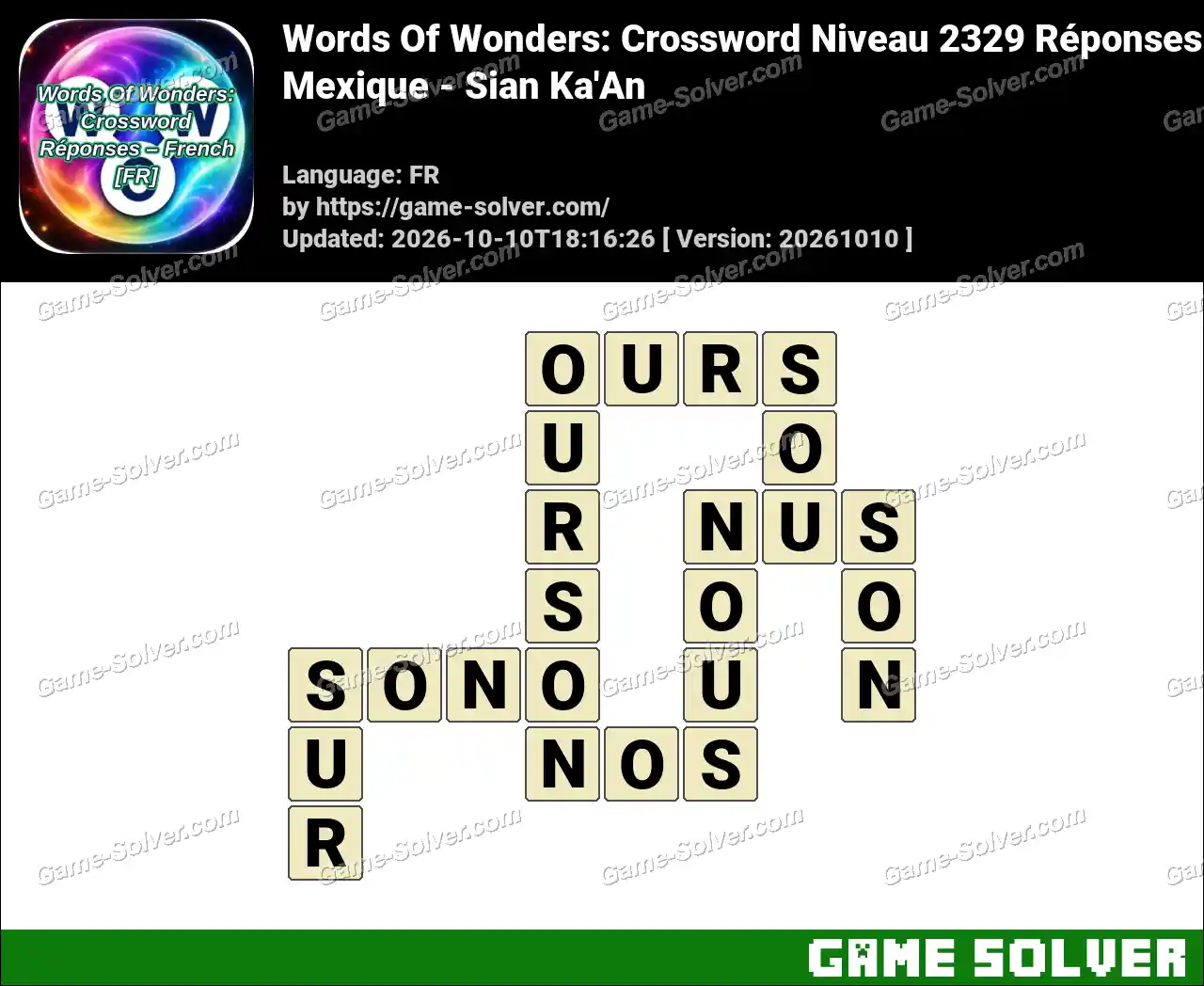 Words Of Wonders: Crossword Niveau 2329 Réponses – Mexique – Sian Ka’An
